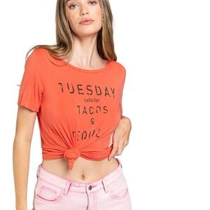 POL Curvy Taco Tuesdays Graphic Tee Hot Coral🛎️